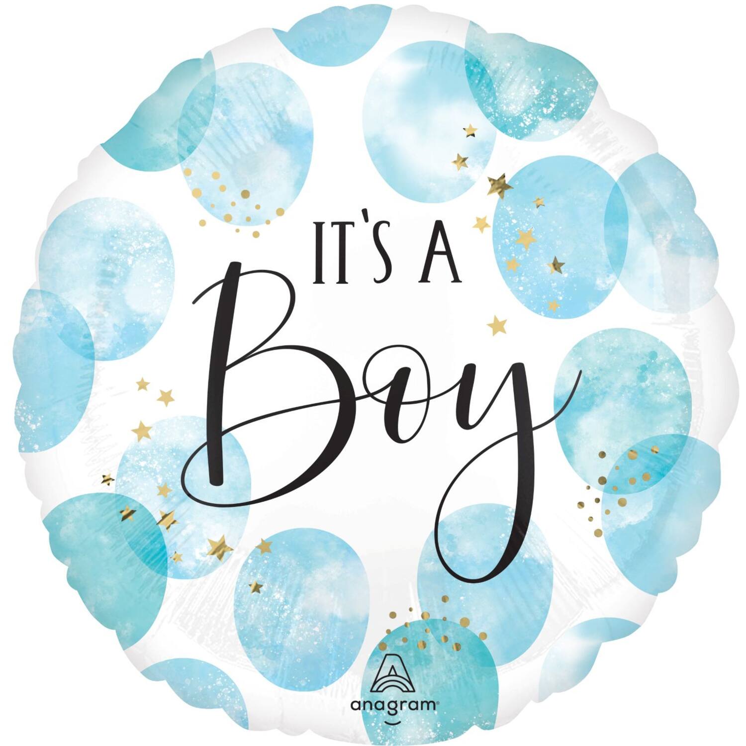 Foil Balloon - "IT'S A Boy!" - Blue Watercolour - Blue - 45 cm